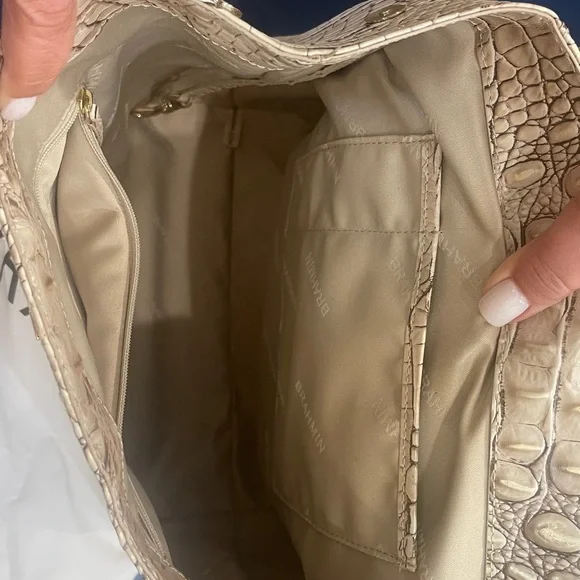 Brahmin Sadie Tan Crocodile Embossed Backpack - Picture 4 of 6